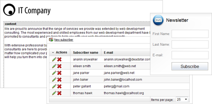 WorldCast CMS comes with easy-to-use e-mail marketing tools