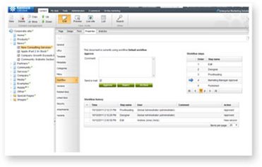 Delegate the content management to other people while keeping control over what's published. Work Flow Properties